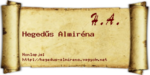 Hegedűs Almiréna névjegykártya